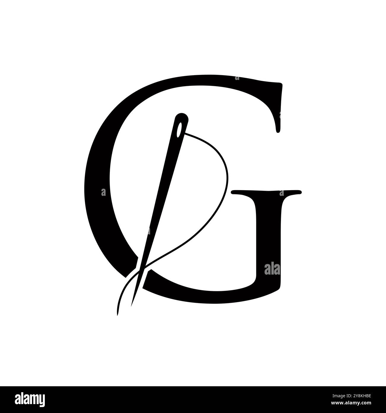 Tailor Logo On Letter G Concept With Needle And Thread Symbol. Fabric ...