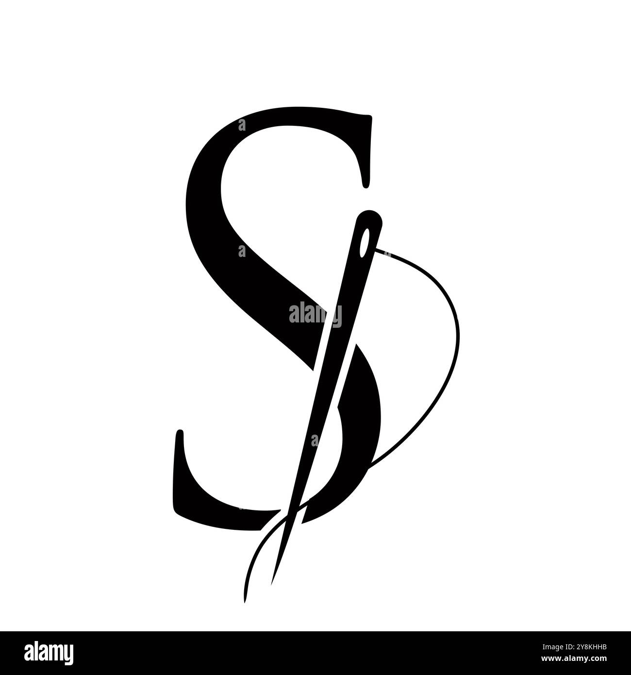 Tailor Logo On Letter S Concept With Needle And Thread Symbol. Fabric Sign Stock Vector