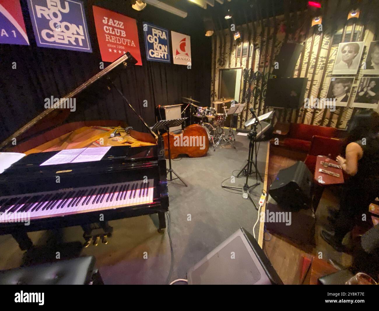 Prague, Reduta jazz club in Prague, famous jazz club visited by President Bill Clinton, interior of the Czech jazz club - Smartphone Captured Stock Image