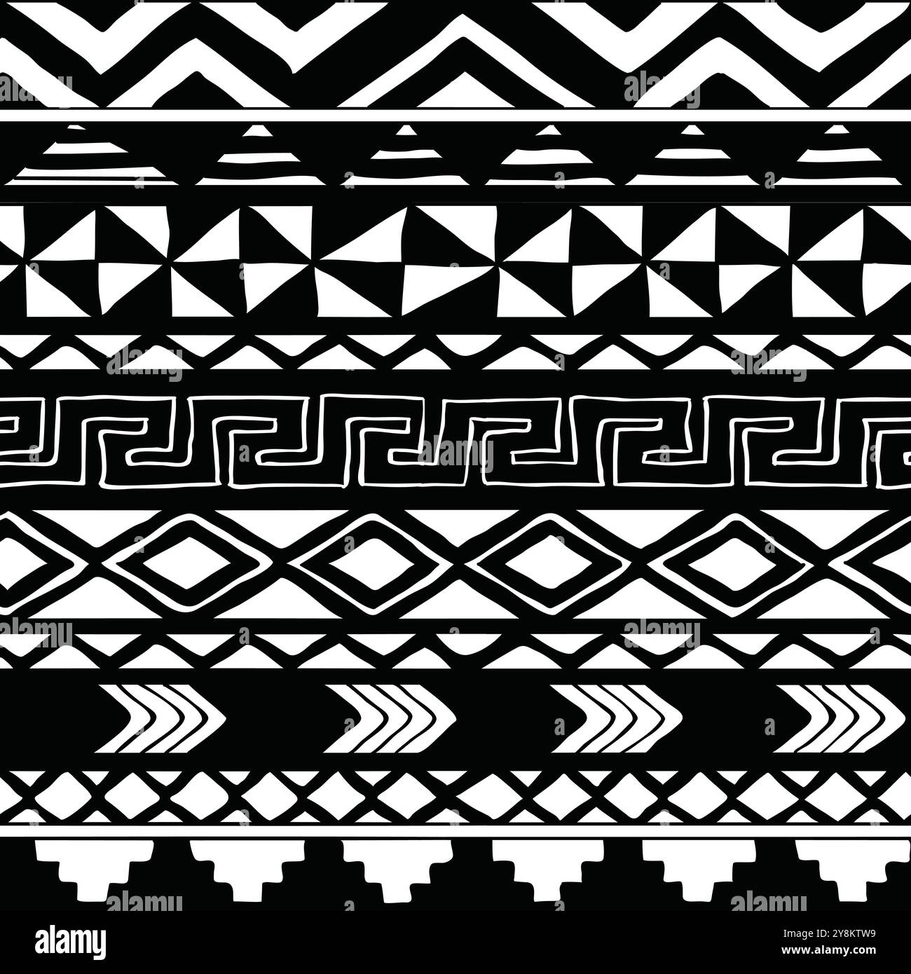 black-hand-drawn-seamless-patterns Stock Vector