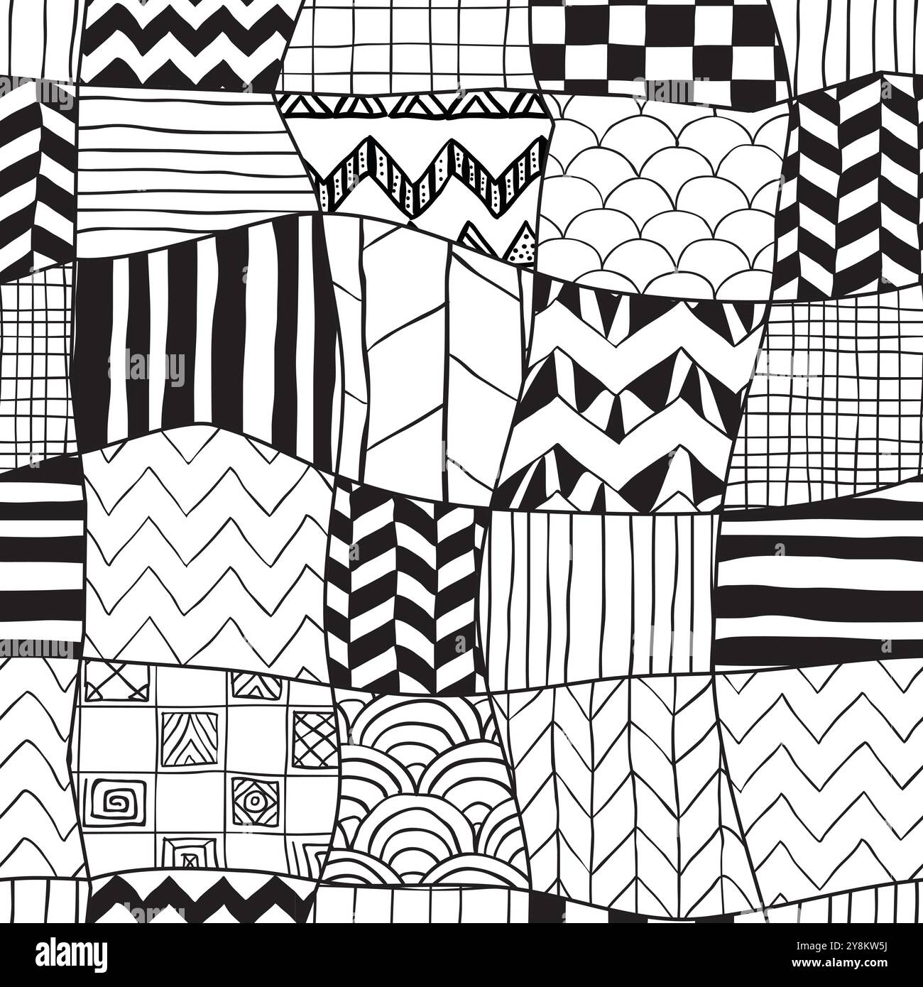black-hand-drawn-seamless-patterns Stock Vector
