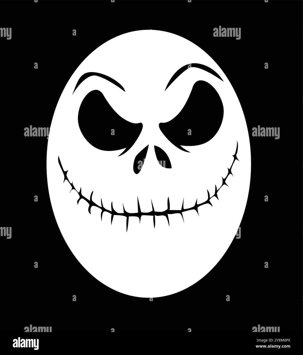 frightened face, Halloween illustrator on black Stock Vector