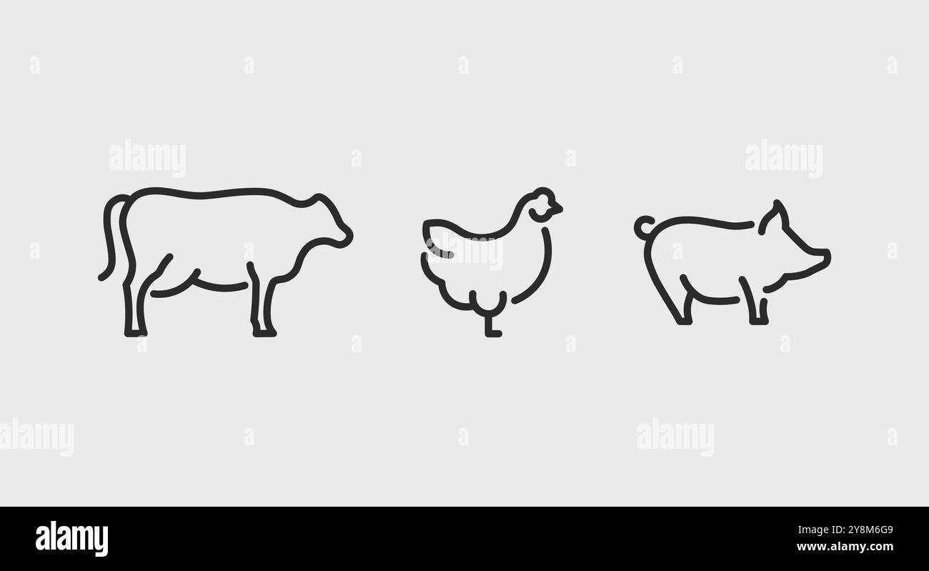 Farm Animals Icons Stock Vector Image & Art - Alamy