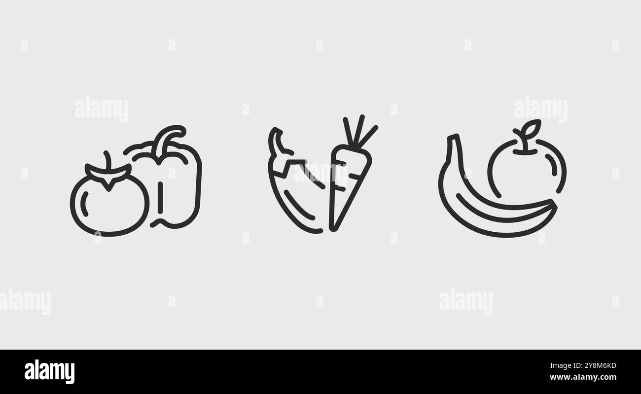 Raw vegetables linear icon hi-res stock photography and images - Alamy