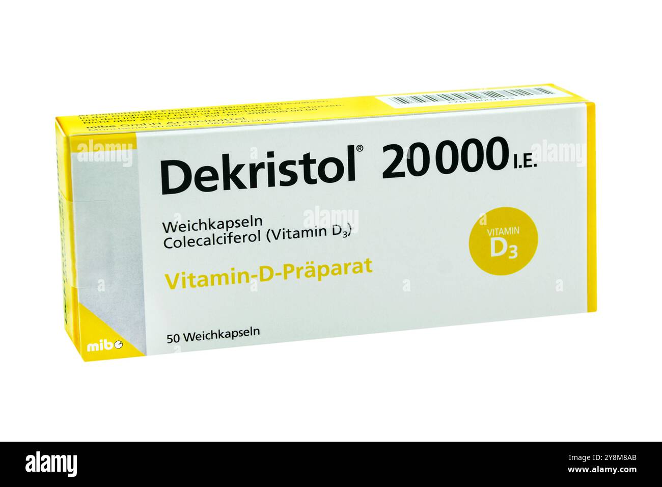 German dekristol 20000 vitamin d3 isolated on white background stock