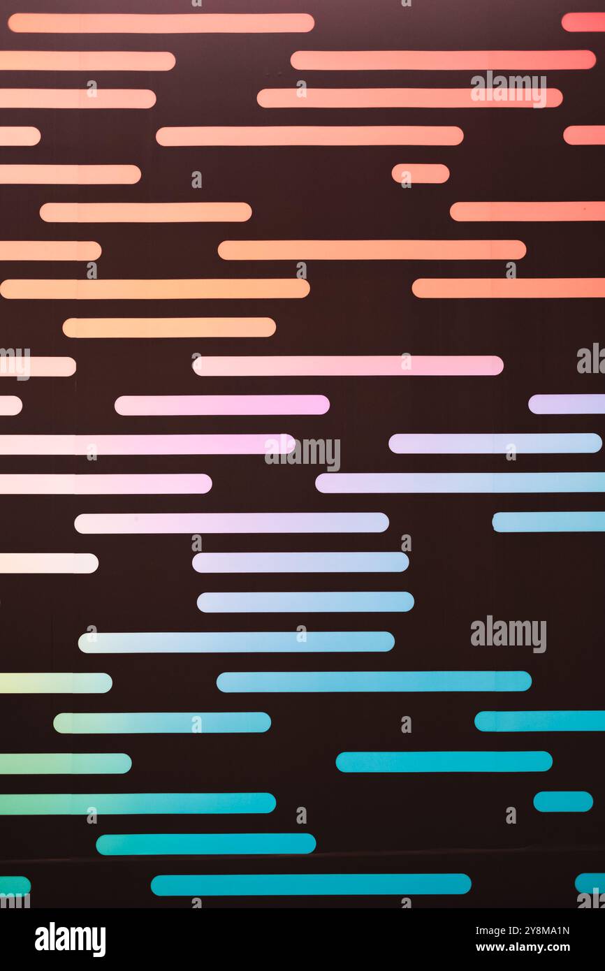 Abstract Led wall background. Code on screen. Abstract geometric pattern with colored elements. Unique Design Abstract Digital Pixel. Glowing Abstract Stock Photo