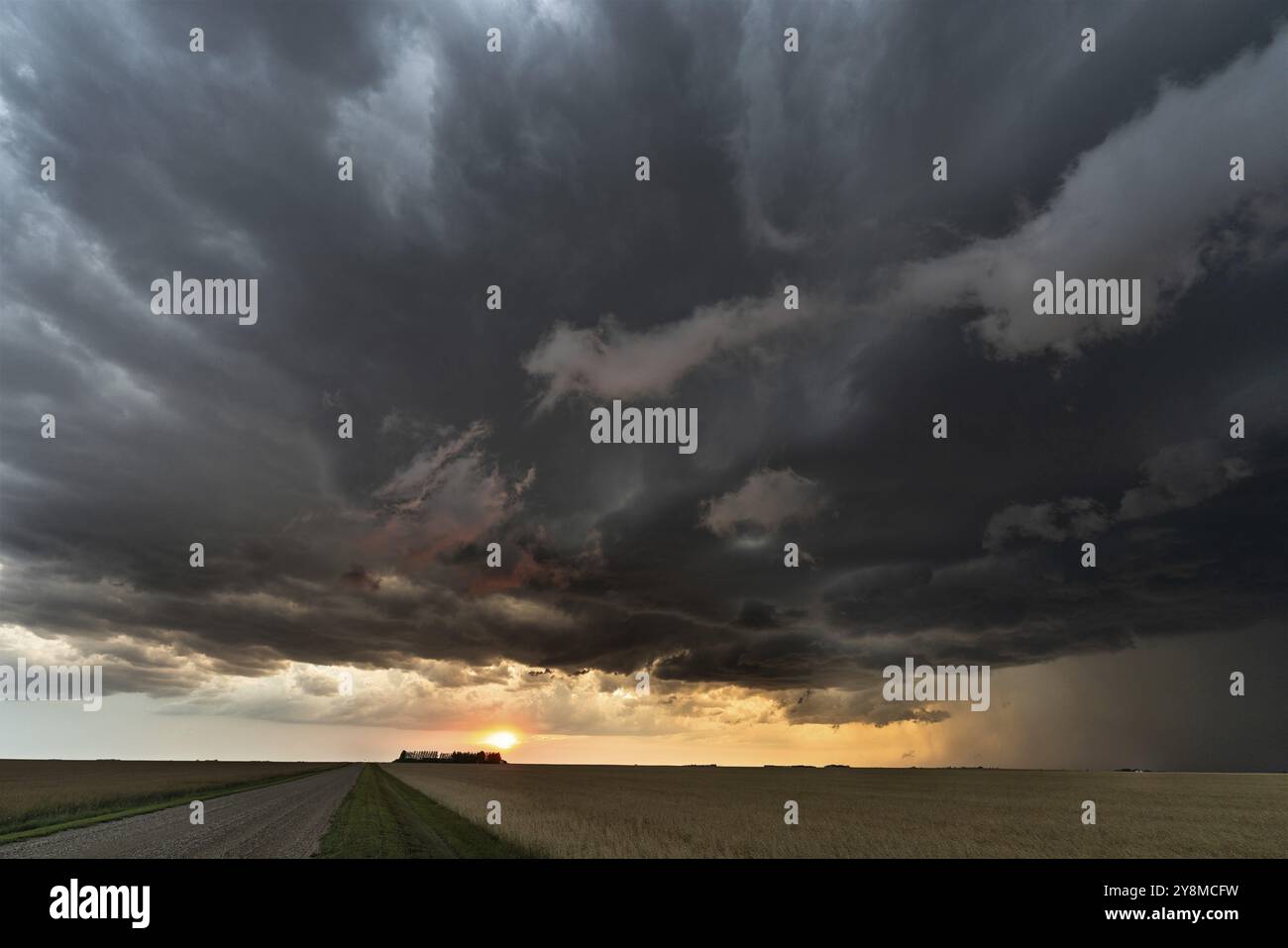 Prairie Storm Canada Summer time clouds warning Stock Photo