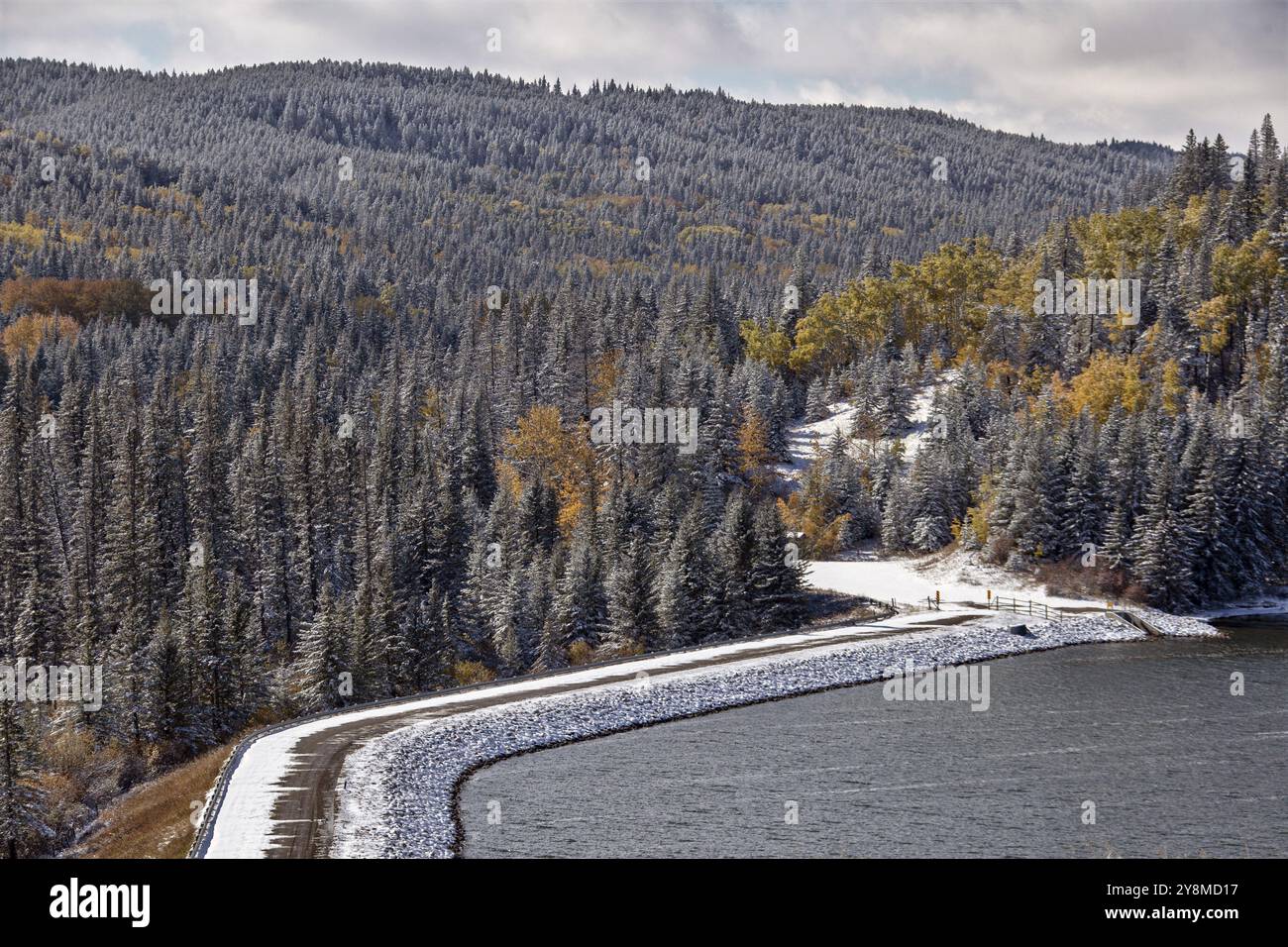 Cypress Hills First Snowfall Alberta Saskatchewan Canada Stock Photo