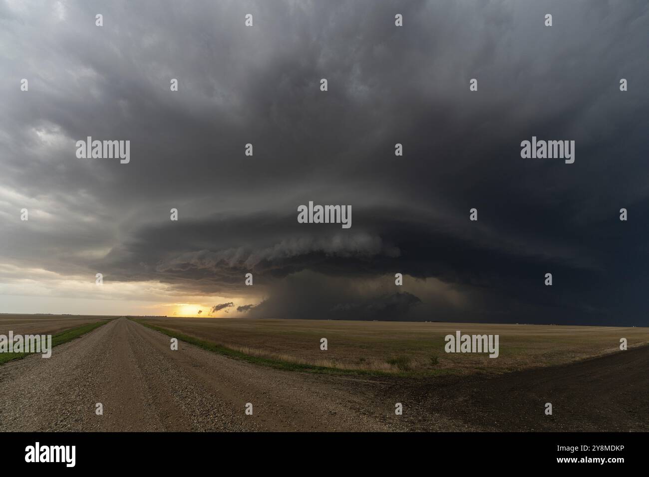 Prairie Storm Canada Summer time clouds warning Stock Photo