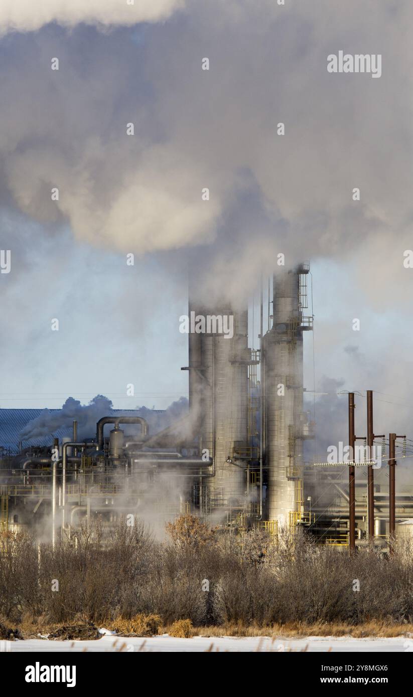 Industrial Pollution refinery in Saskatchewan Canada environment Stock Photo