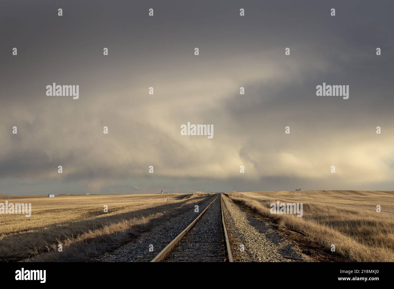 Prairie Storm Clouds rural Saskatchewan Canada Spring Stock Photo