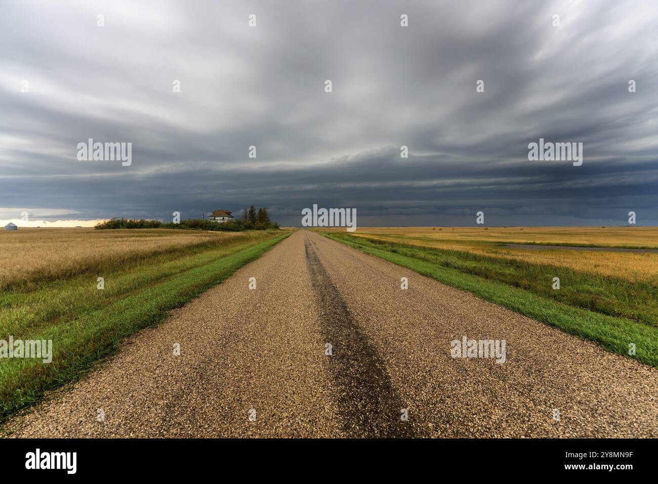 Prairie Storm Canada Summer time clouds warning Stock Photo