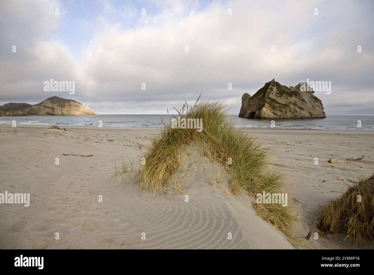 Spit With Rocks Farewell Spit New Zealand beach Rock haystacks Stock Photo - Alamy