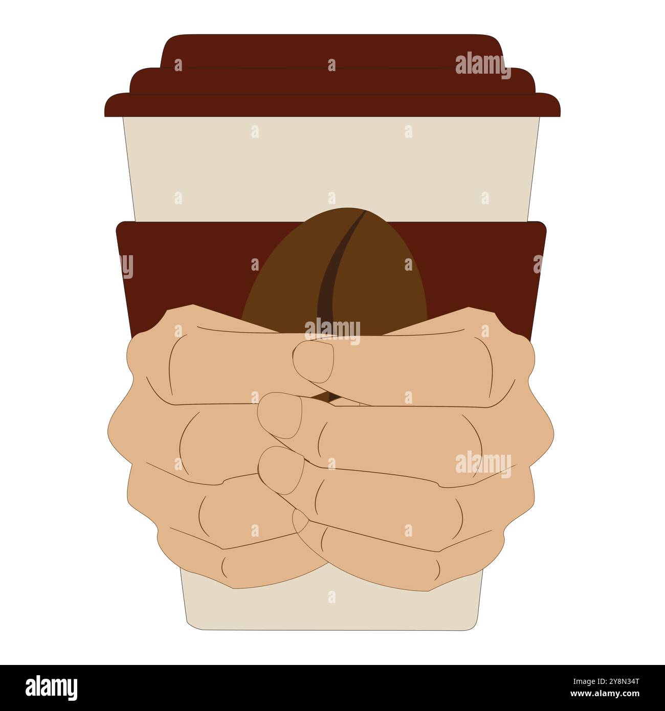 Hands holding cup of coffee or tea, vector illustration, Hands with ...