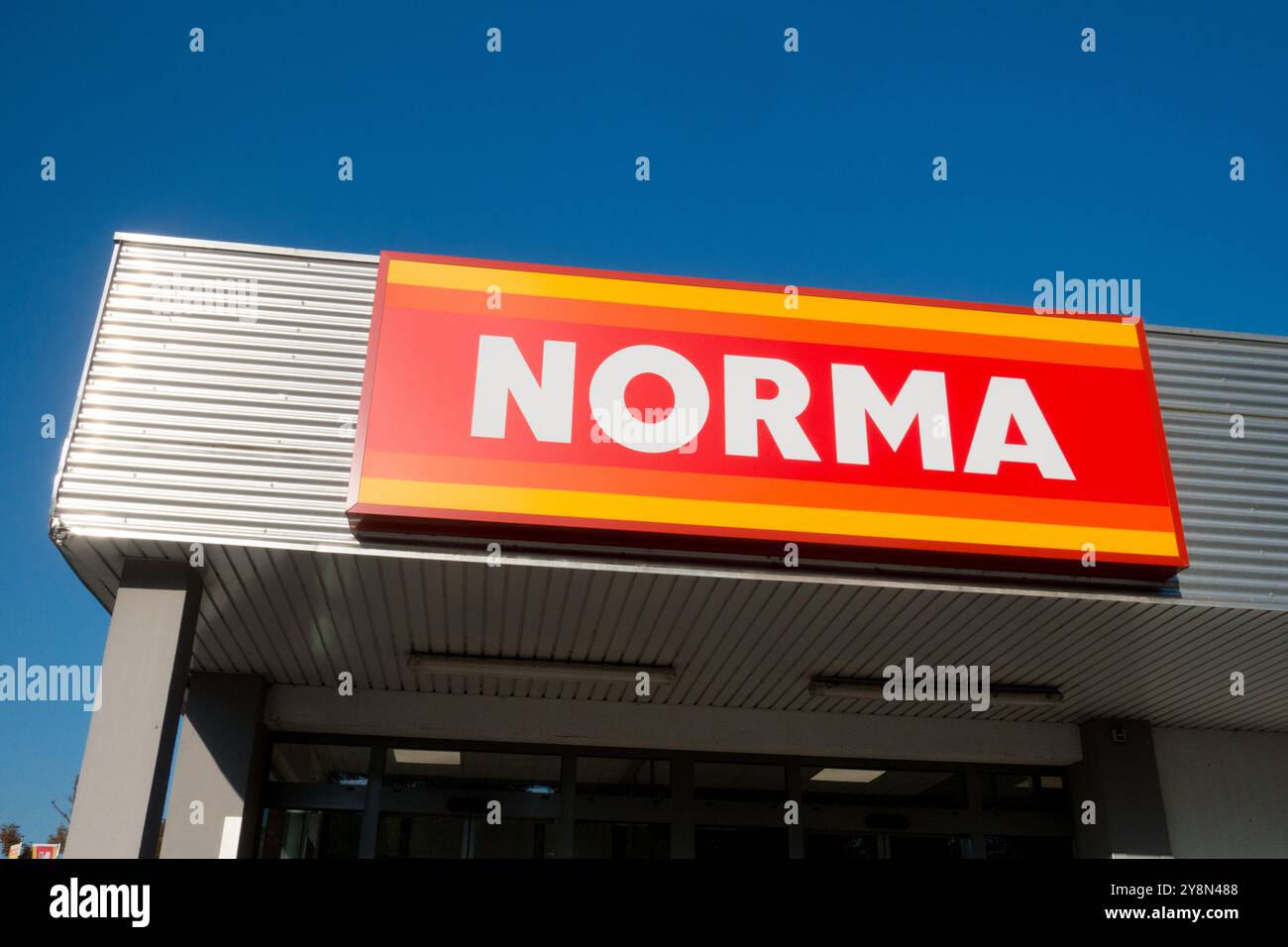 Norma Supermarket, Retail Chain Company, Logo Norma Sign Germany Brand Signage Stock Photo