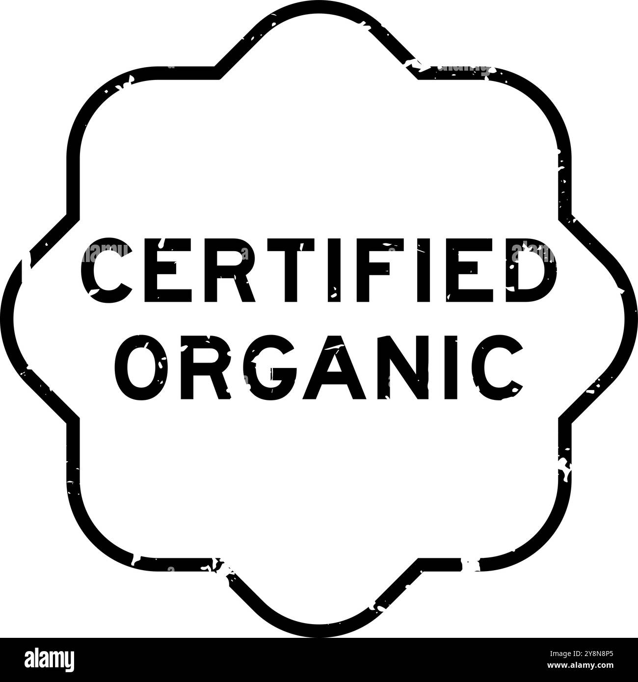 Grunge black certified organic word rubber seal stamp on white ...