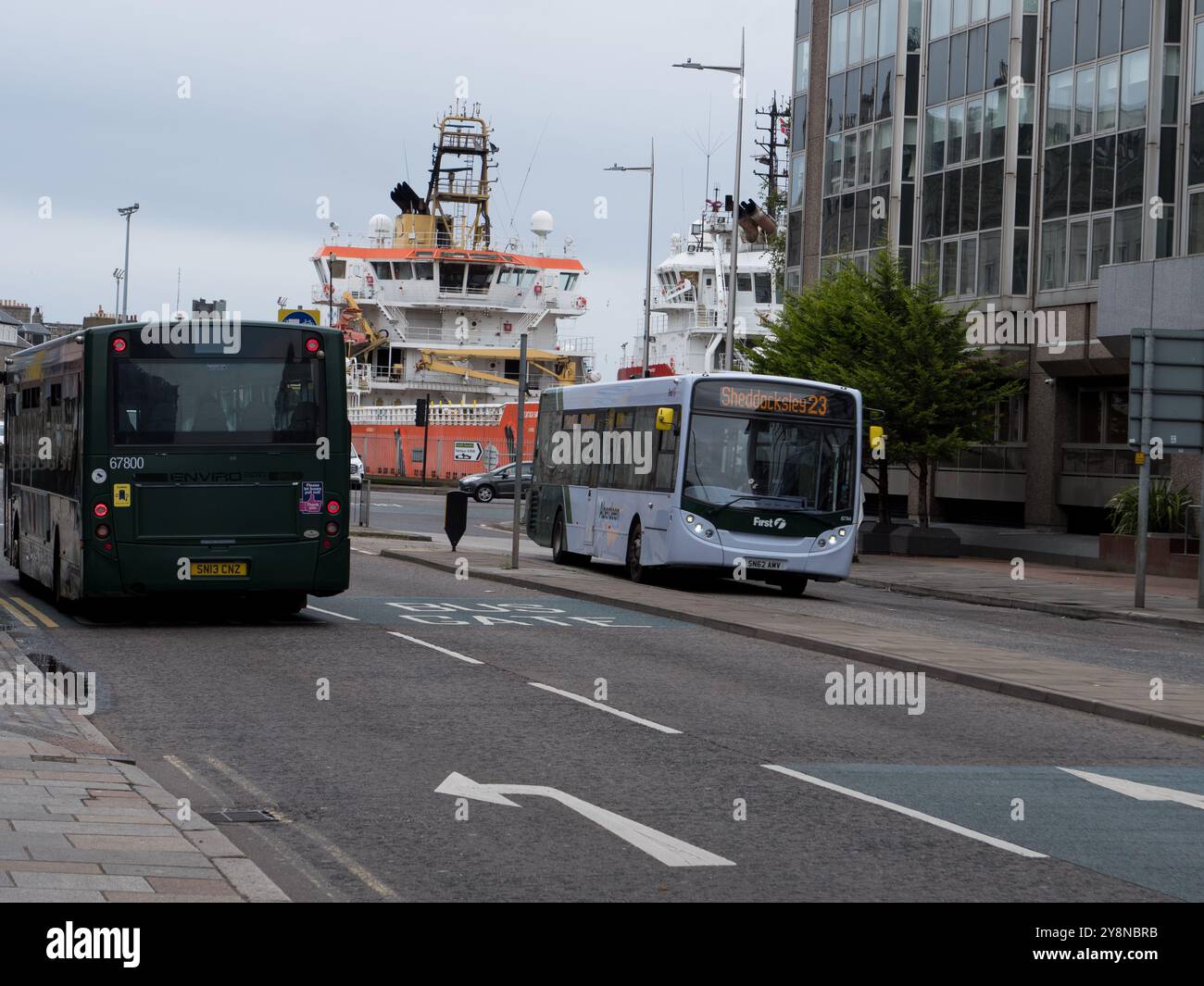 First bus single deck bus in Aberdeen Stock Photo