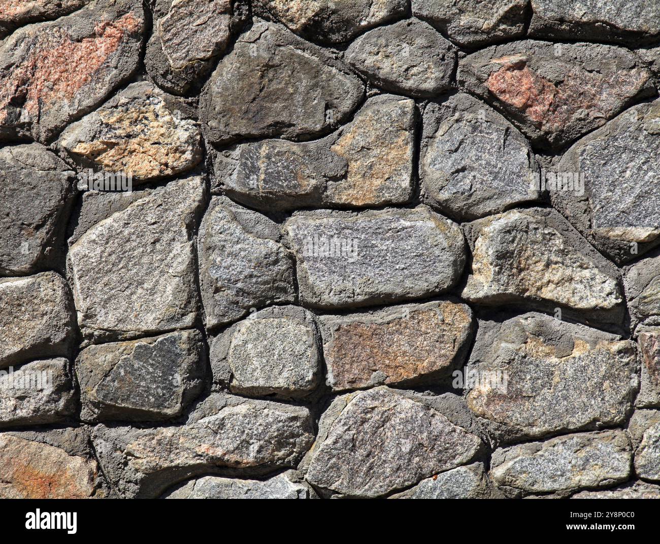 Granite wall, background. Surface of stone structure built of granite ...