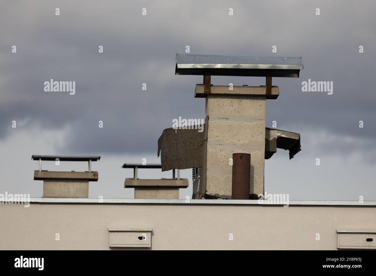 Additional ventilation shafts in multi-family blocks, protection against carbon monoxide and carbon monoxide poisoning Stock Photo
