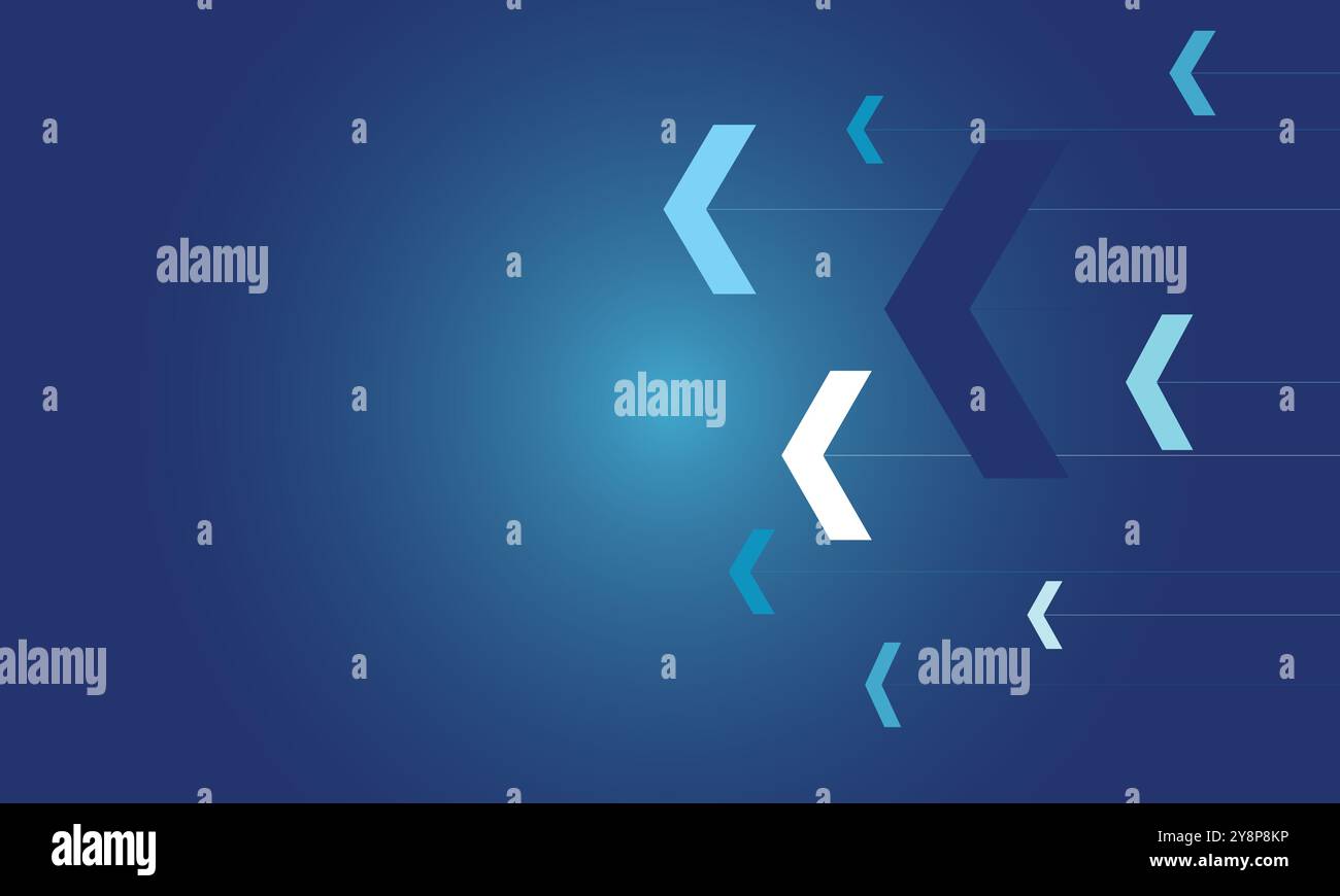 A futuristic blue background featuring multiple arrows pointing in ...