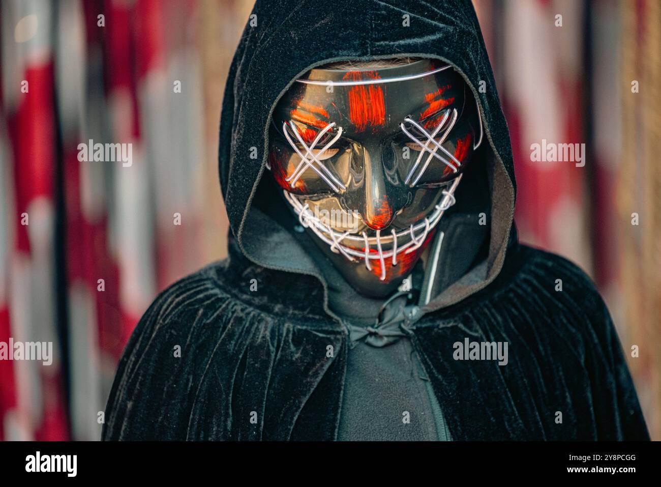 October 2022/23, Frankfurt, Germany, actors in monster and horror costumes perform in a horror labyrinth to celebrate Halloween. Stock Photo