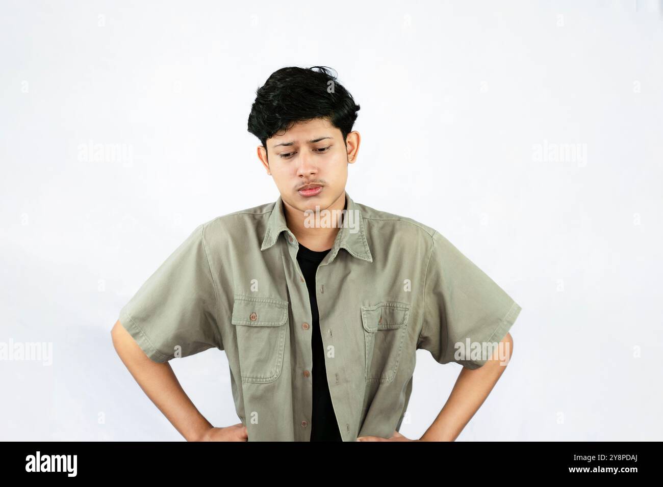 Worried Looking Young Handsome Male Boy with fingers crossed thinking ...