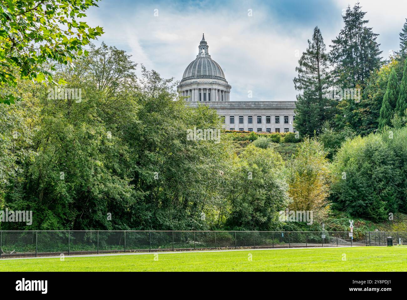 A view from below a building at the capitol of Washington State in ...
