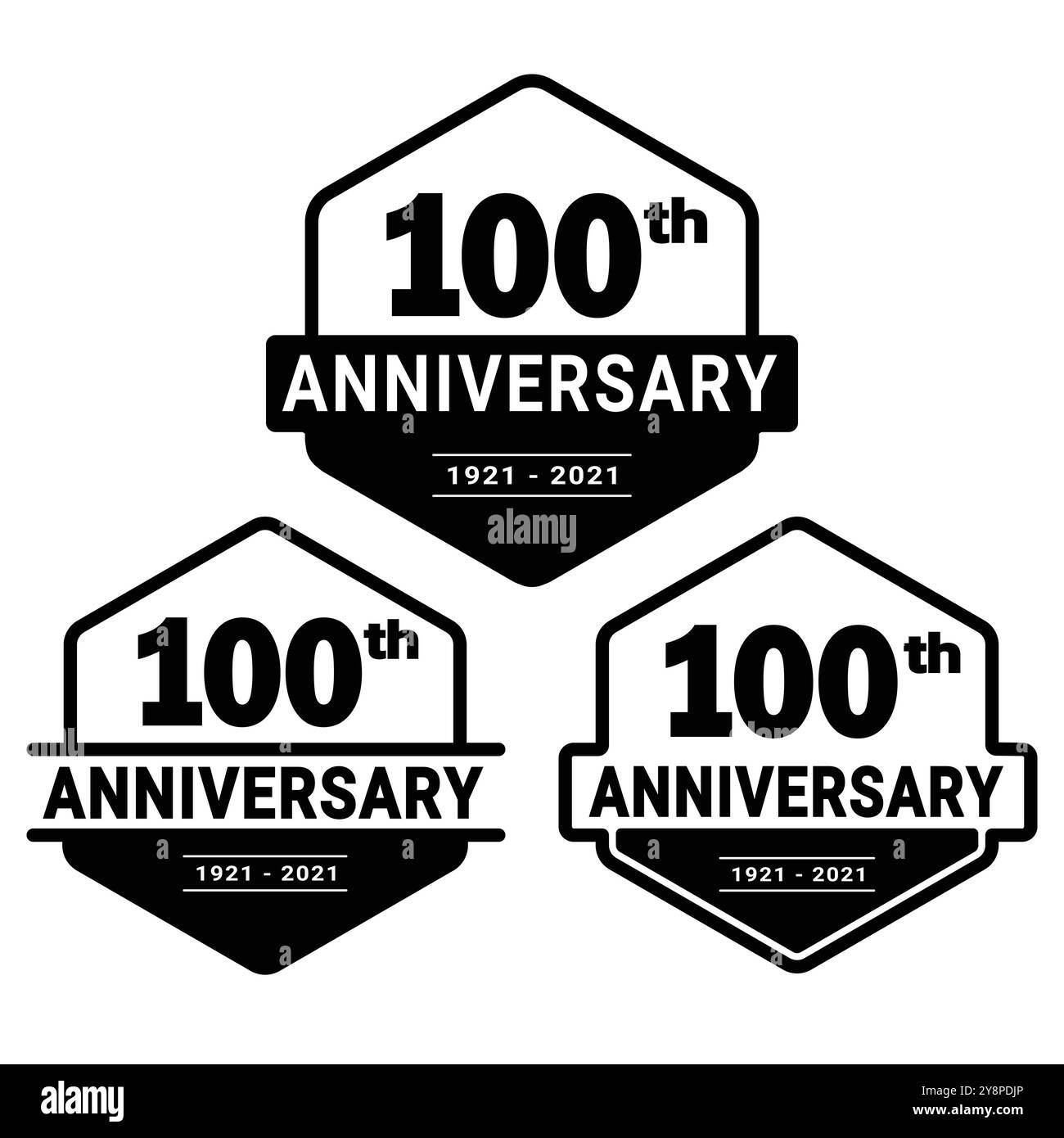 100 years anniversary celebration logotype. 100th anniversary logo collection. Set of