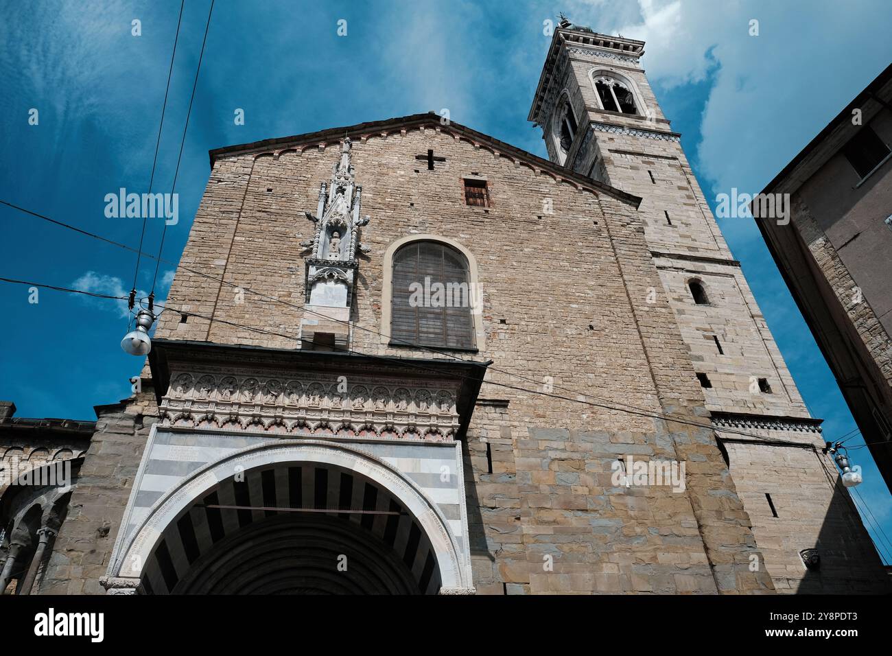 Southern Prothyrum of the Basilica of Santa Maria Maggiore, church located in Bergamo Citta Alta, in Piazza del Duomo of Upper Town, Bergamo, Italy Stock Photo