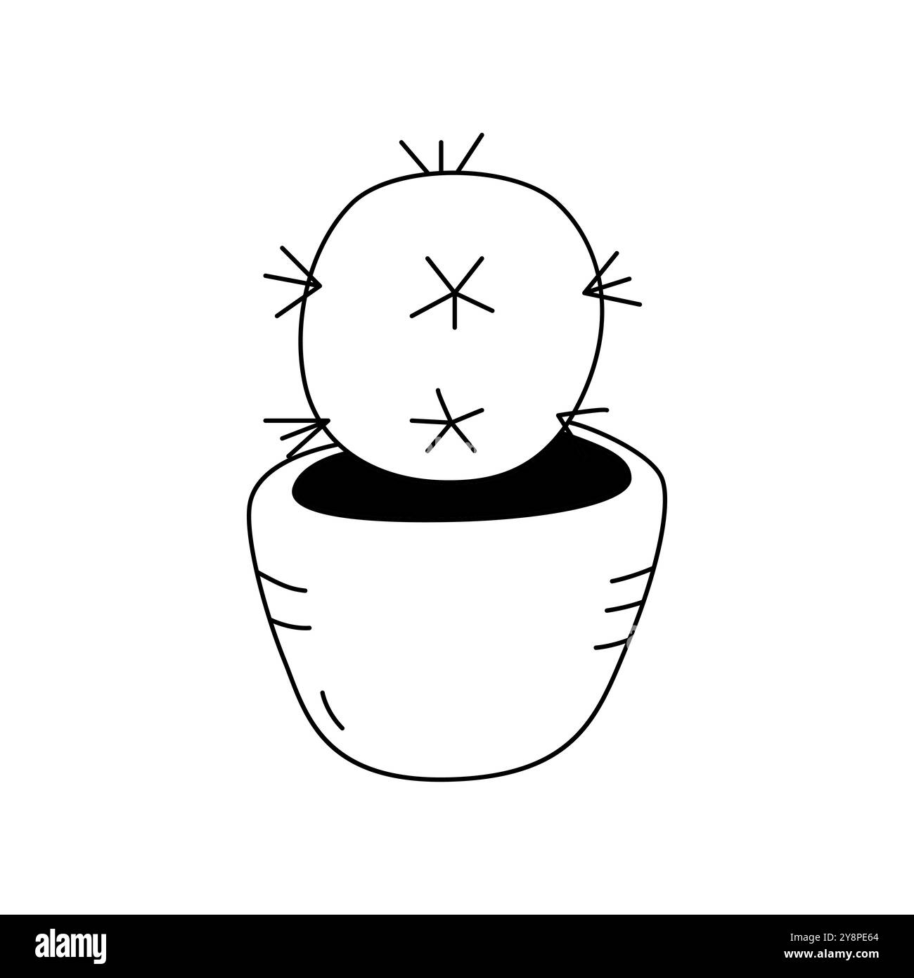 Vector illustration of a cactus in the doodle style. Isolate on a white ...