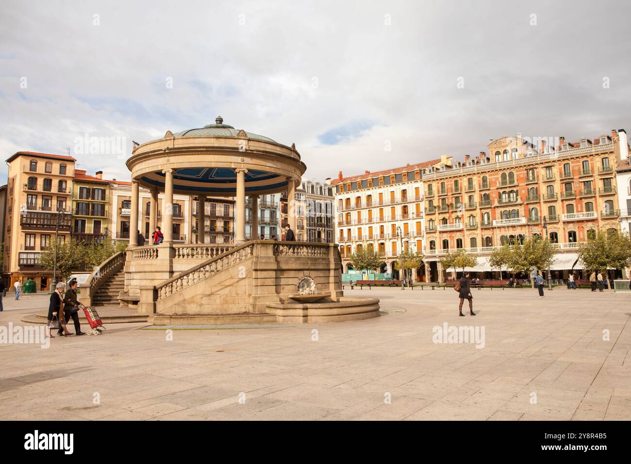 St. James way; Plaza del Castillo in Pamplona, Navarra, Spain Stock Photo