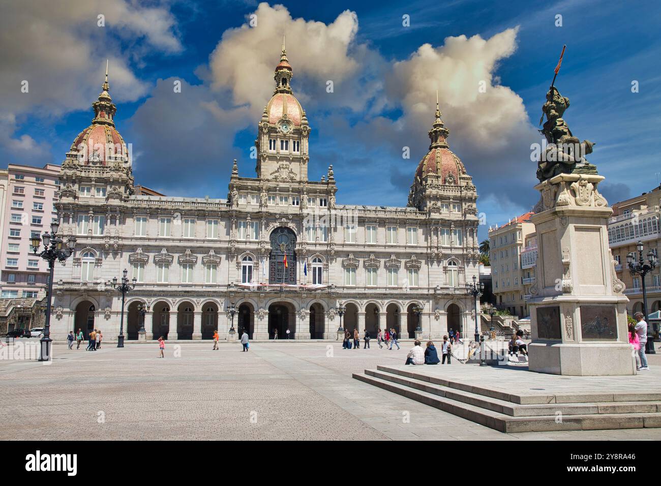 town-hall-plaza-de-maria-pita-a-coru-a-galicia-spain-stock-photo