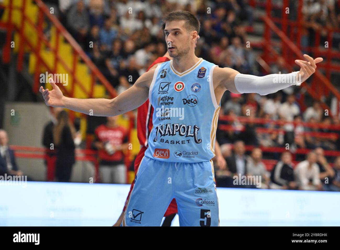 Giovanni De Nicolao of Napolibasket&#x9; during Napolibasket vs Pallacanestro Trieste, Italian Basketball Serie A match in Naples, Italy, October 06 2024 Stock Photo