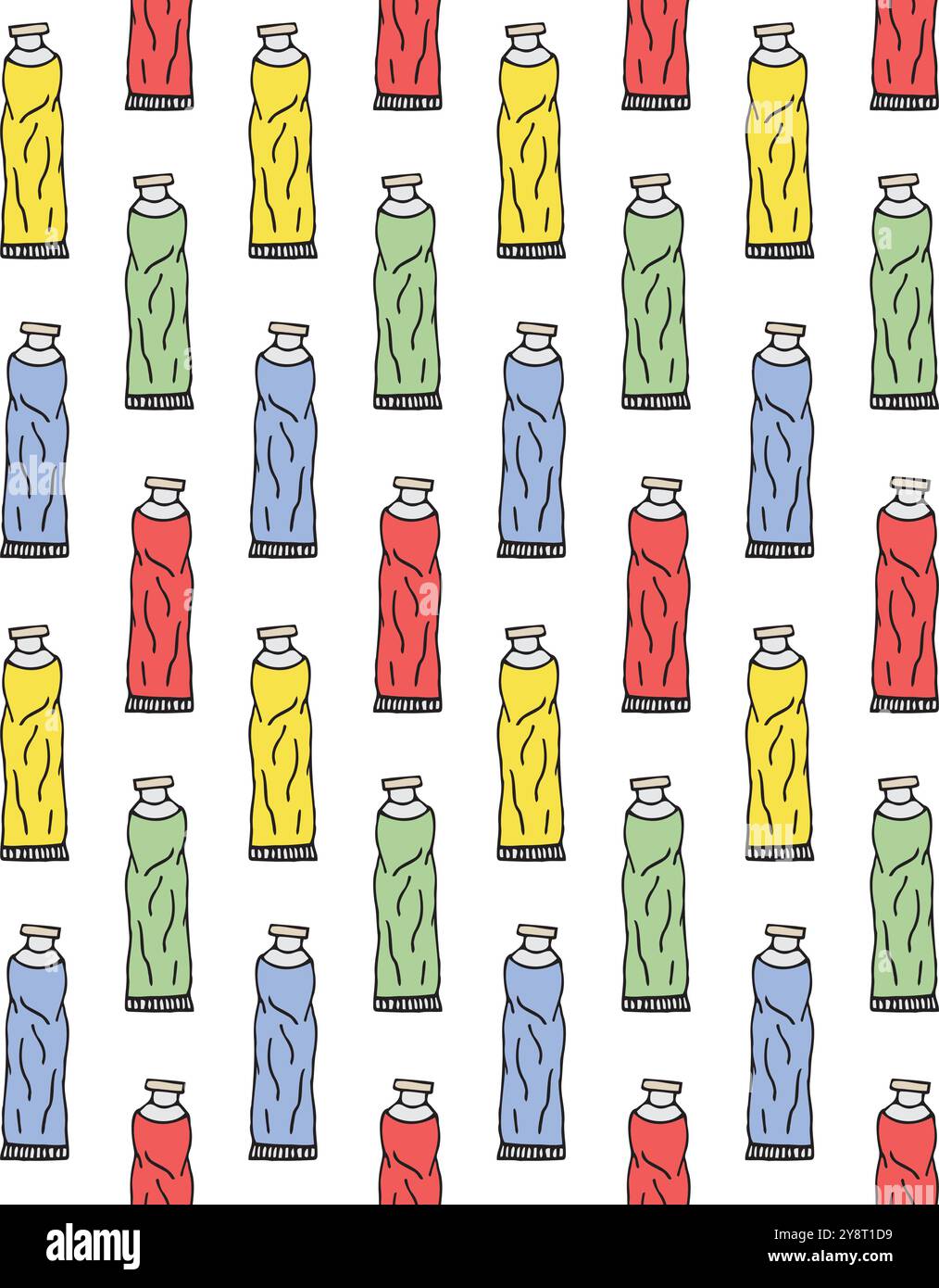 Vector seamless pattern of hand drawn paint tube Stock Vector Image ...