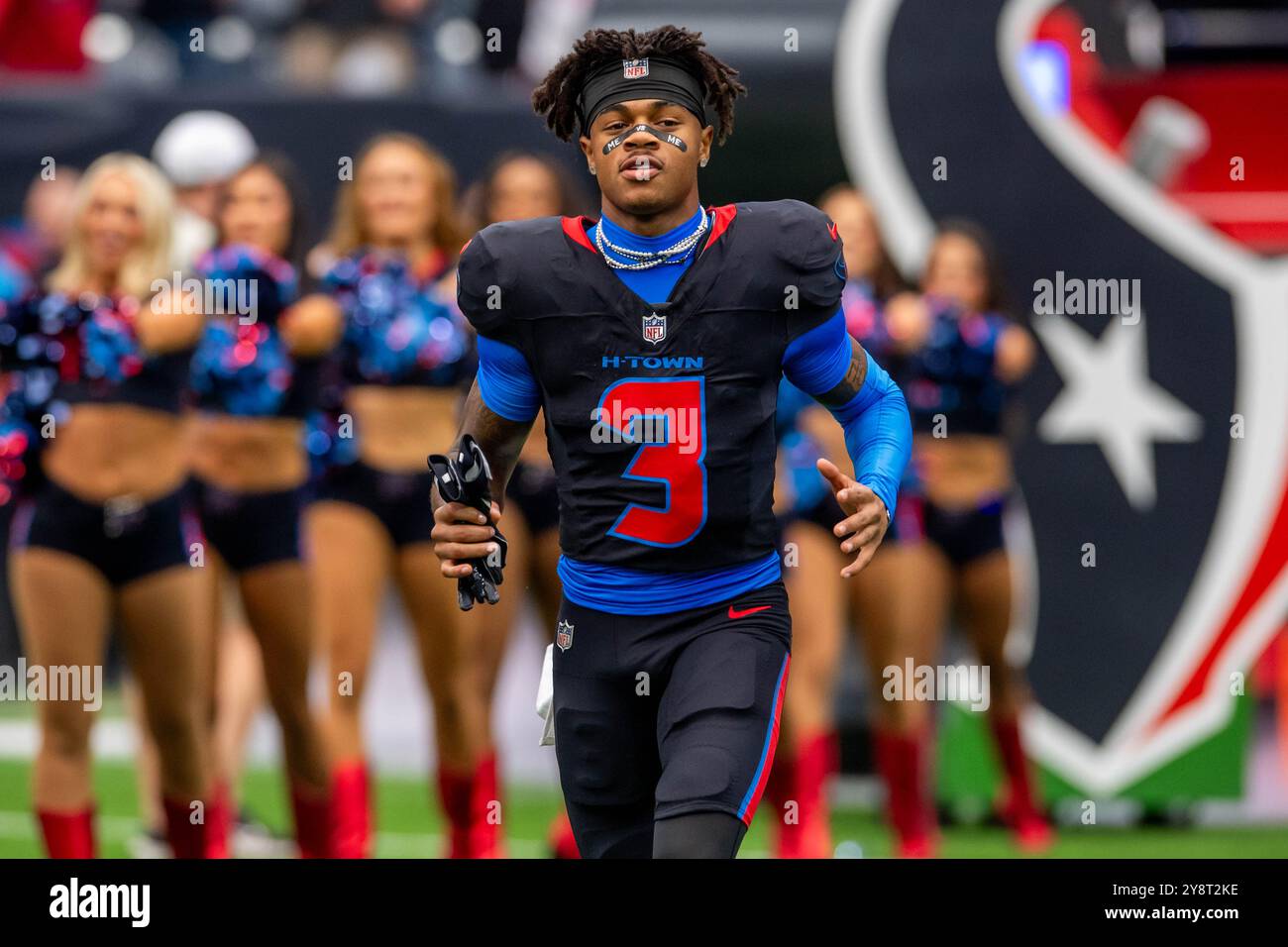 Houston, TX, USA. 6th Oct, 2024. Houston Texans wide receiver Tank Dell (3) enters the field prior to a game between the Buffalo Bills and the Houston Texans in Houston, TX. Trask Smith/CSM/Alamy Live News Stock Photo