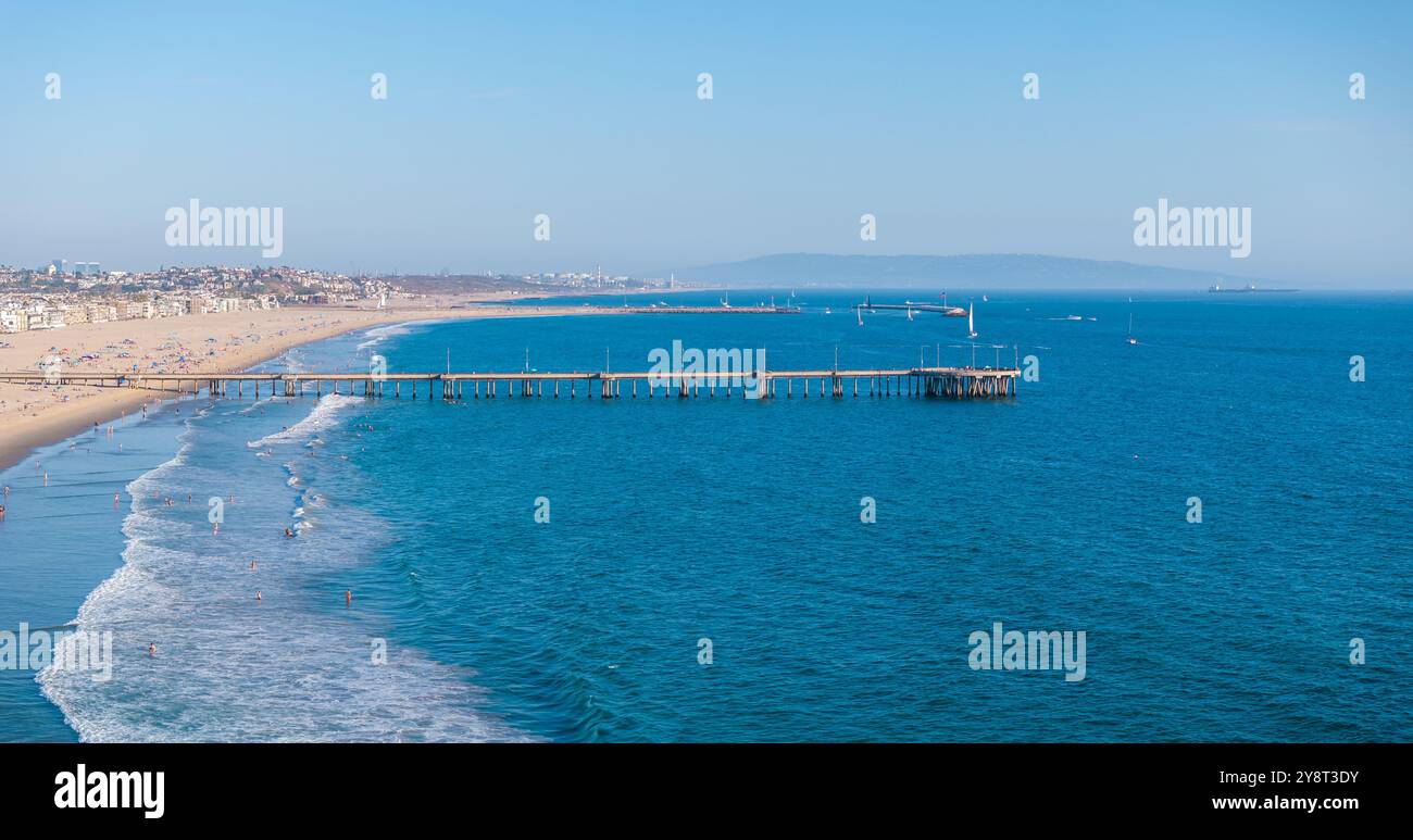 Aerial View of Venice Beach and Pier in Los Angeles, California Stock ...