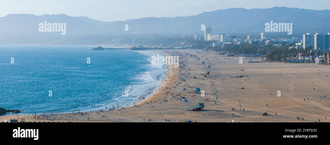 Aerial View of Venice Beach with Santa Monica Pier and Mountains Stock ...