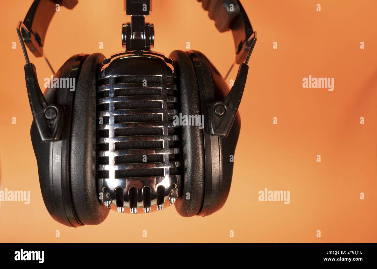 Items commonly used together for recording and listening to music and the spoken word Stock Photo