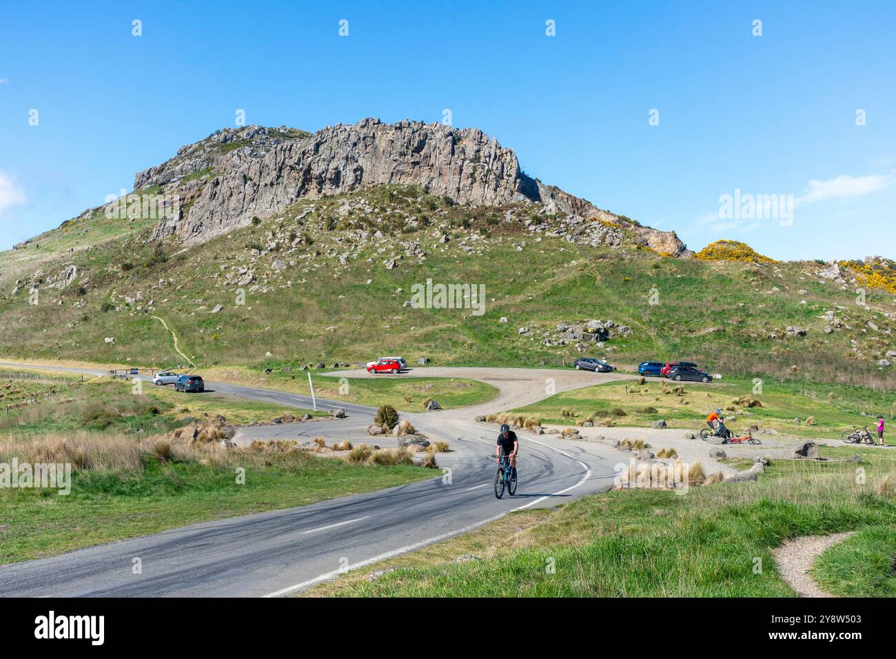Lookout at Mt Vernon Park, Summit Road, Banks Peninsula, Canterbury, New Zealand Stock Photo
