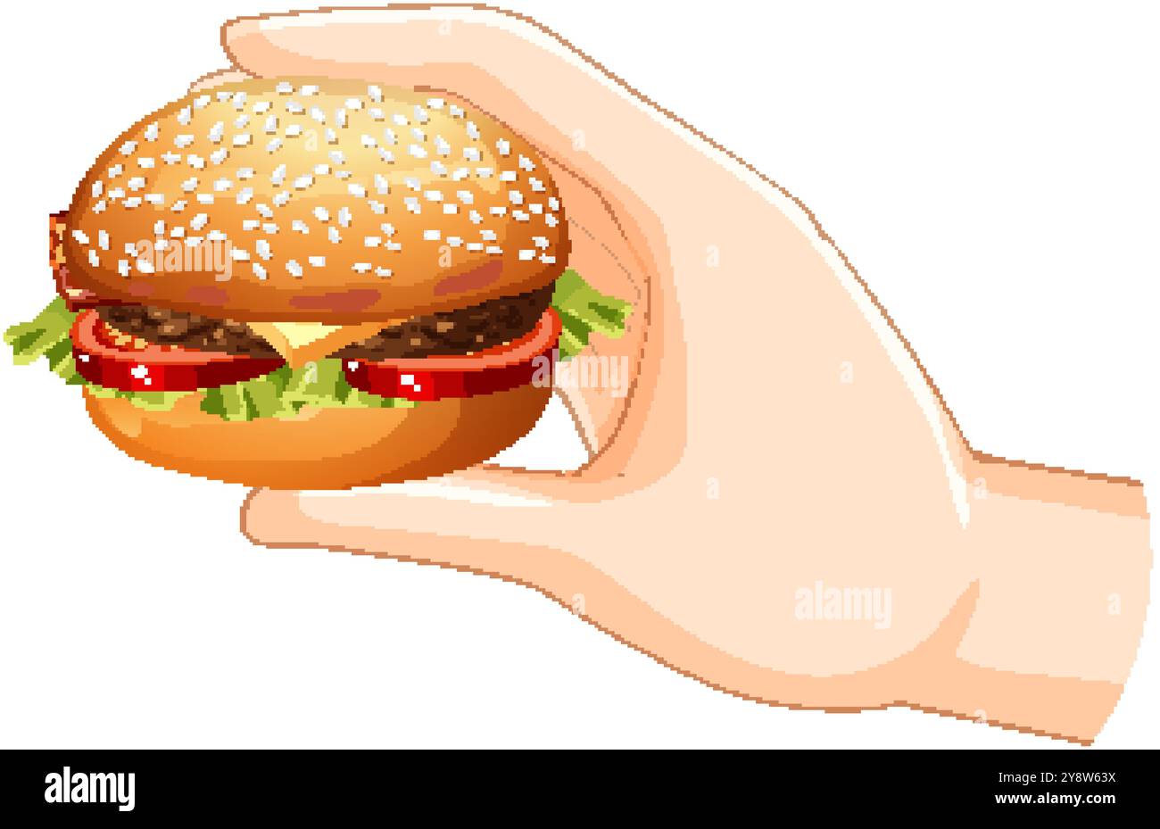 Illustration of a hand holding a burger Stock Vector Image & Art - Alamy