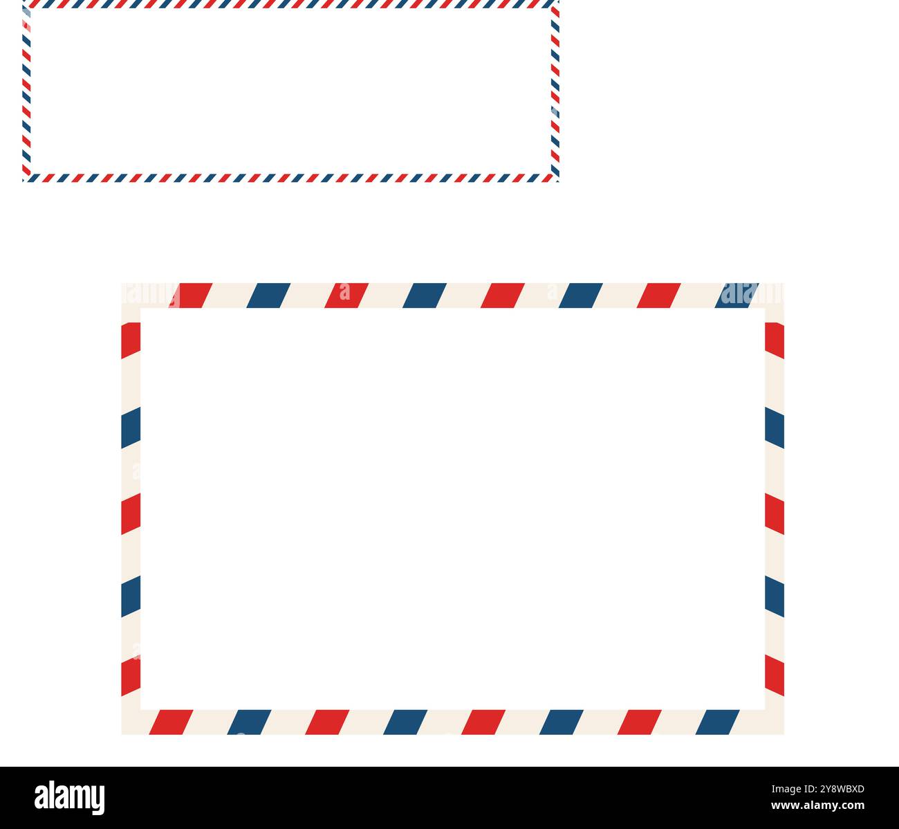 Airmail blank postcard template retro border envelope with stripes ...