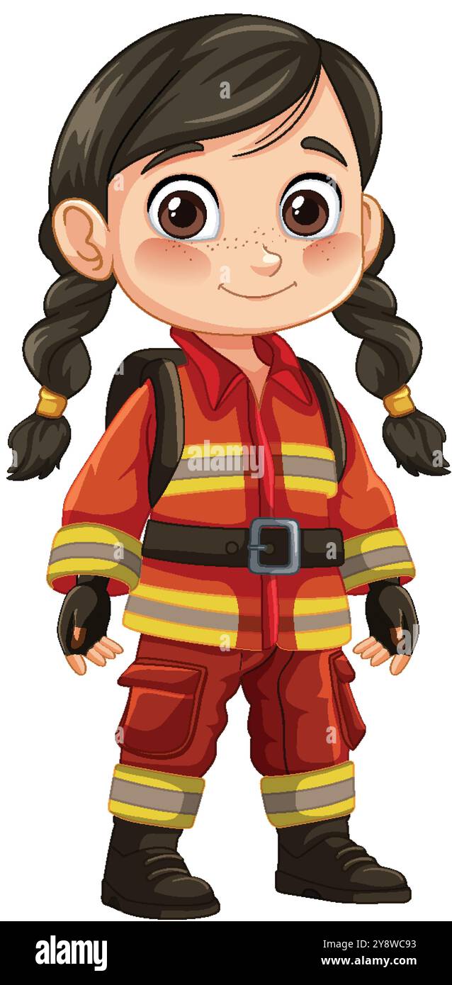 Illustration of a child firefighter in gear Stock Vector Image & Art ...