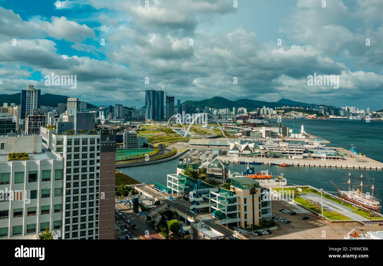 Busan, South Korea - August 30, 2024 - aerial view of Busan seen from ...