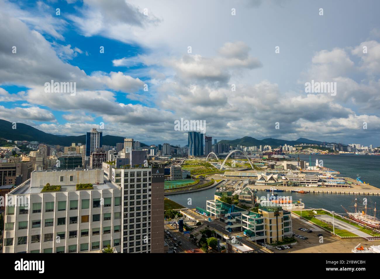 Busan, South Korea - August 30, 2024 - aerial view of Busan seen from ...