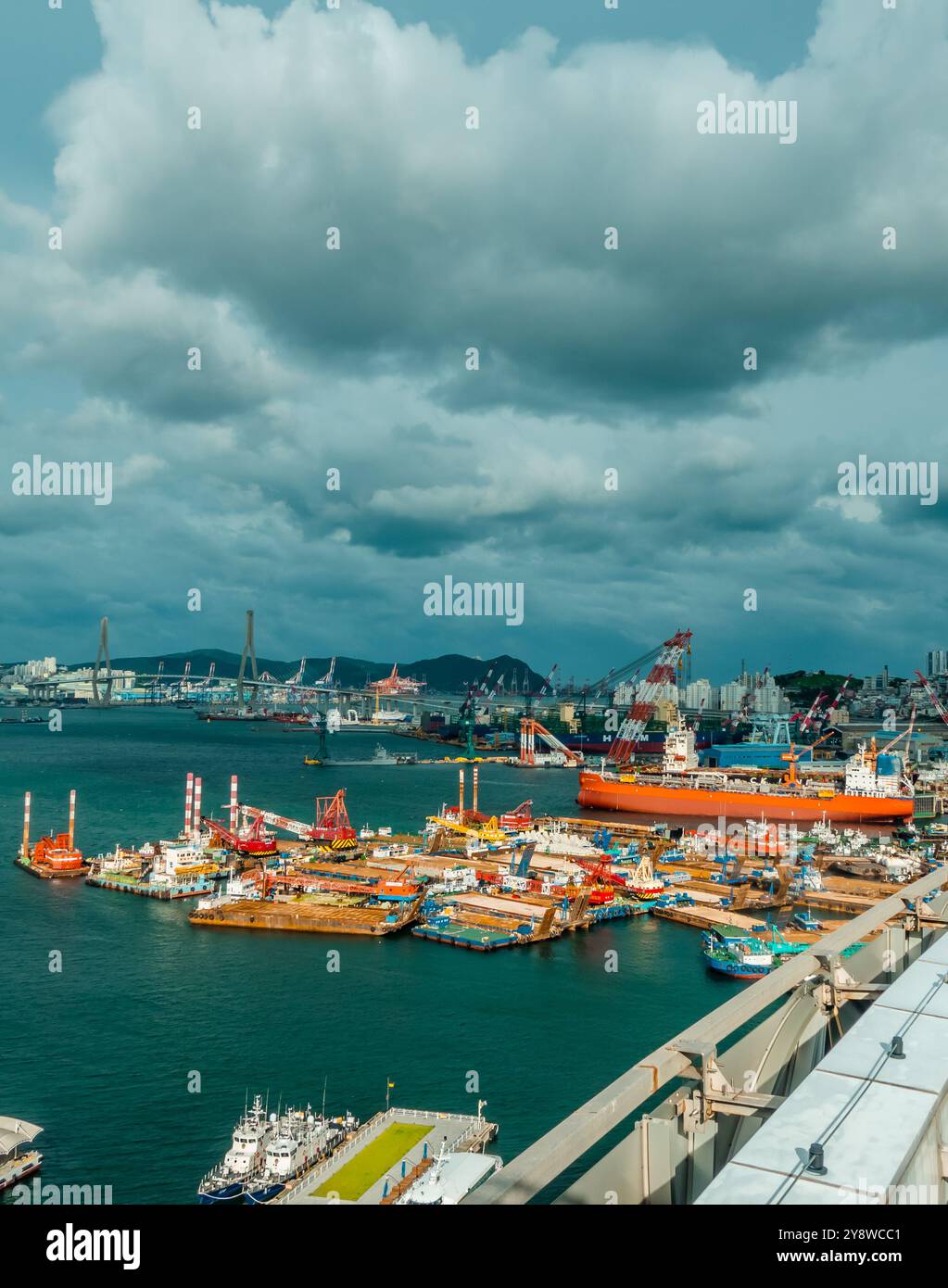 Busan, South Korea - August 30, 2024 - aerial view of Busan seen from ...