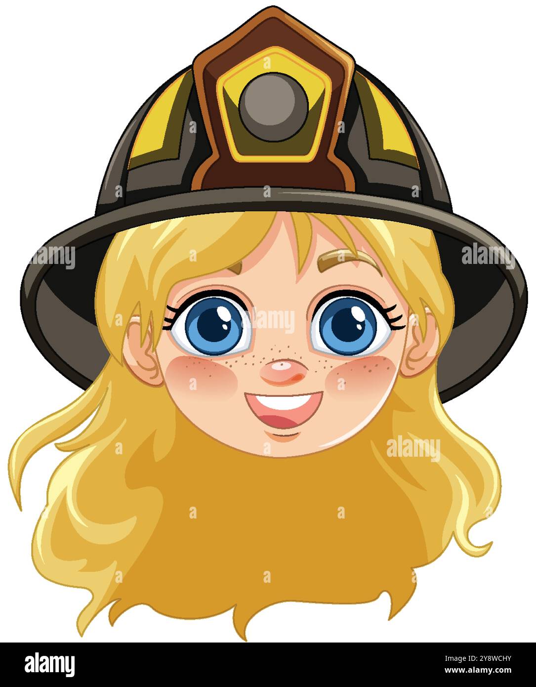 Blonde girl in firefighter helmet smiling Stock Vector Image & Art - Alamy