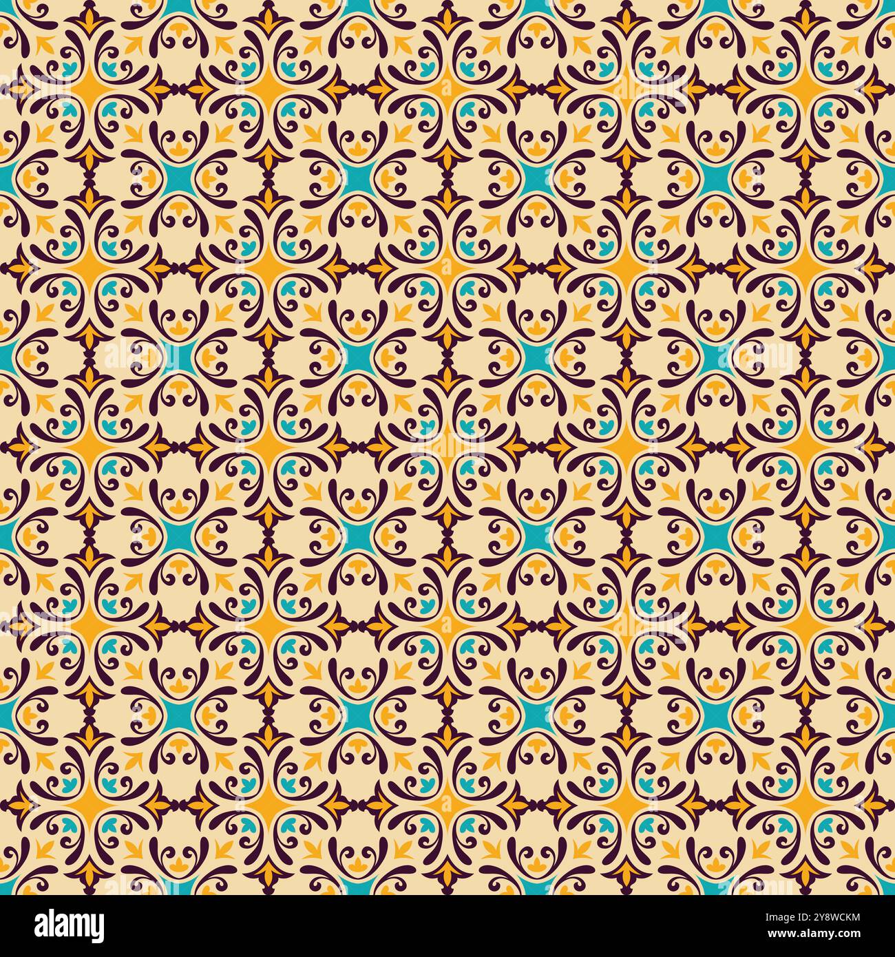 tile pattern vector seamless with flower ornaments. talavera pattern Stock Vector