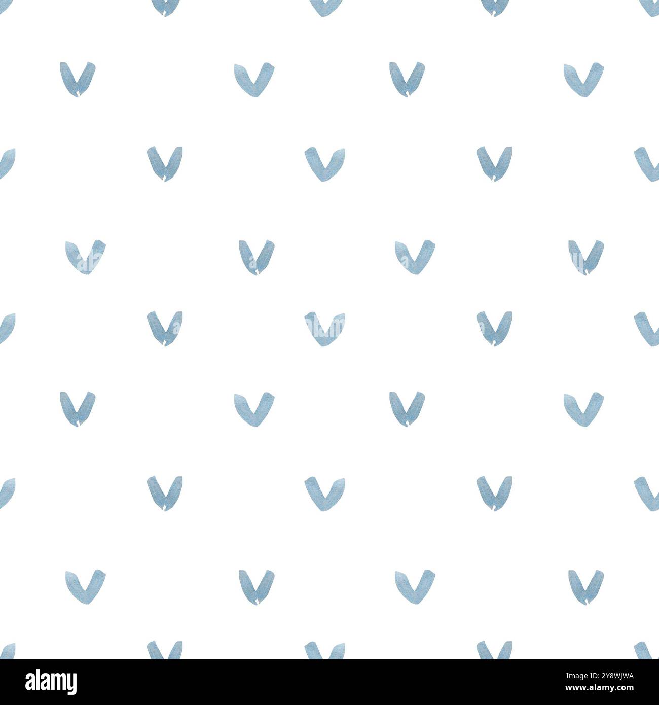 Hand drawn watercolor blue hearts seamless pattern isolated on white ...