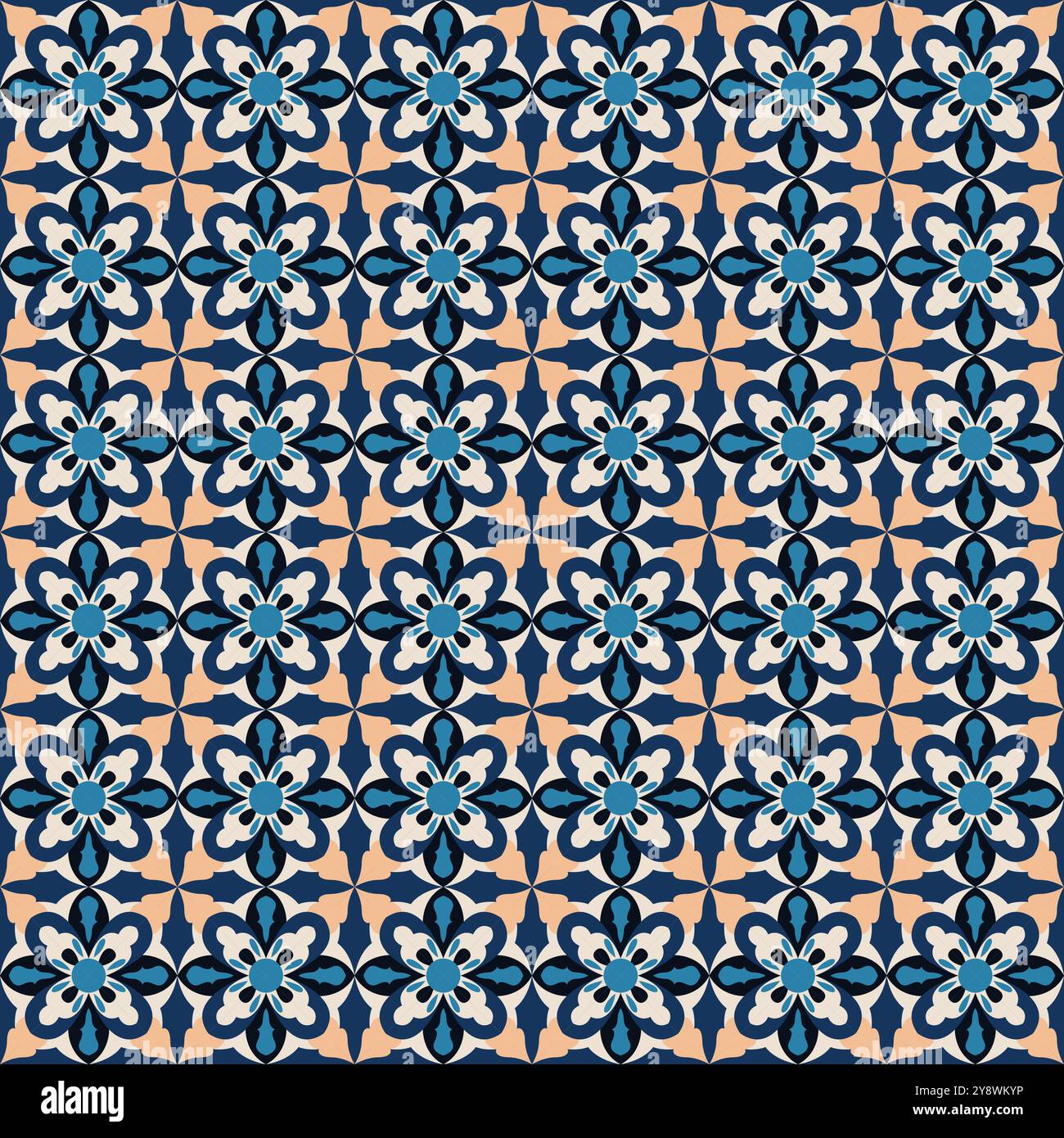 Talavera Ceramic Pattern Vector. Tile Seamless Pattern Stock Vector