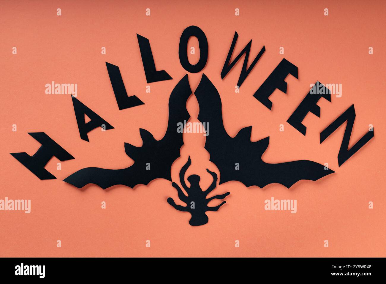 Creepy Halloween Symbols and Lettering on Orange Background for Autumn ...